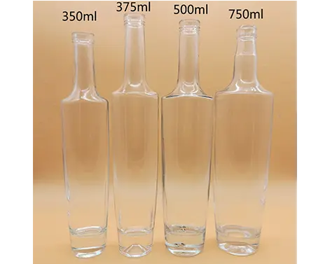 Botella de vidrio redonda de tequila alto con Flint extra blanco de 350ml