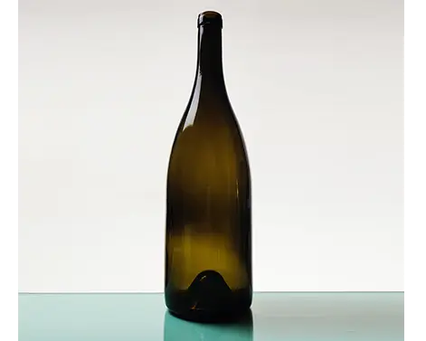 Botella de vino ámbar oscuro redonda de vidrio de color sólido de 0,75L