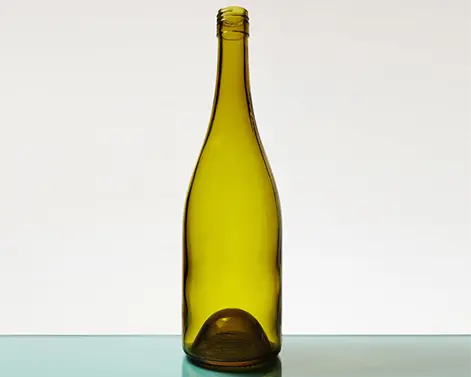 750ml redondo amarillo verde botella de vidrio Hock
