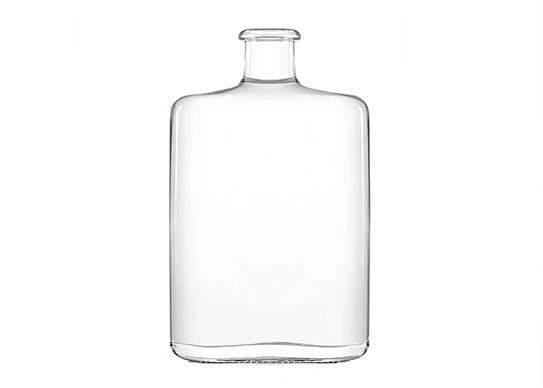 Botella de alcohol 70cl, frasco de forma ovalada, vidrio superfino