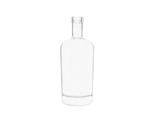 Botella de vidrio redonda de 700ml, acabado de placa de pedernal extra