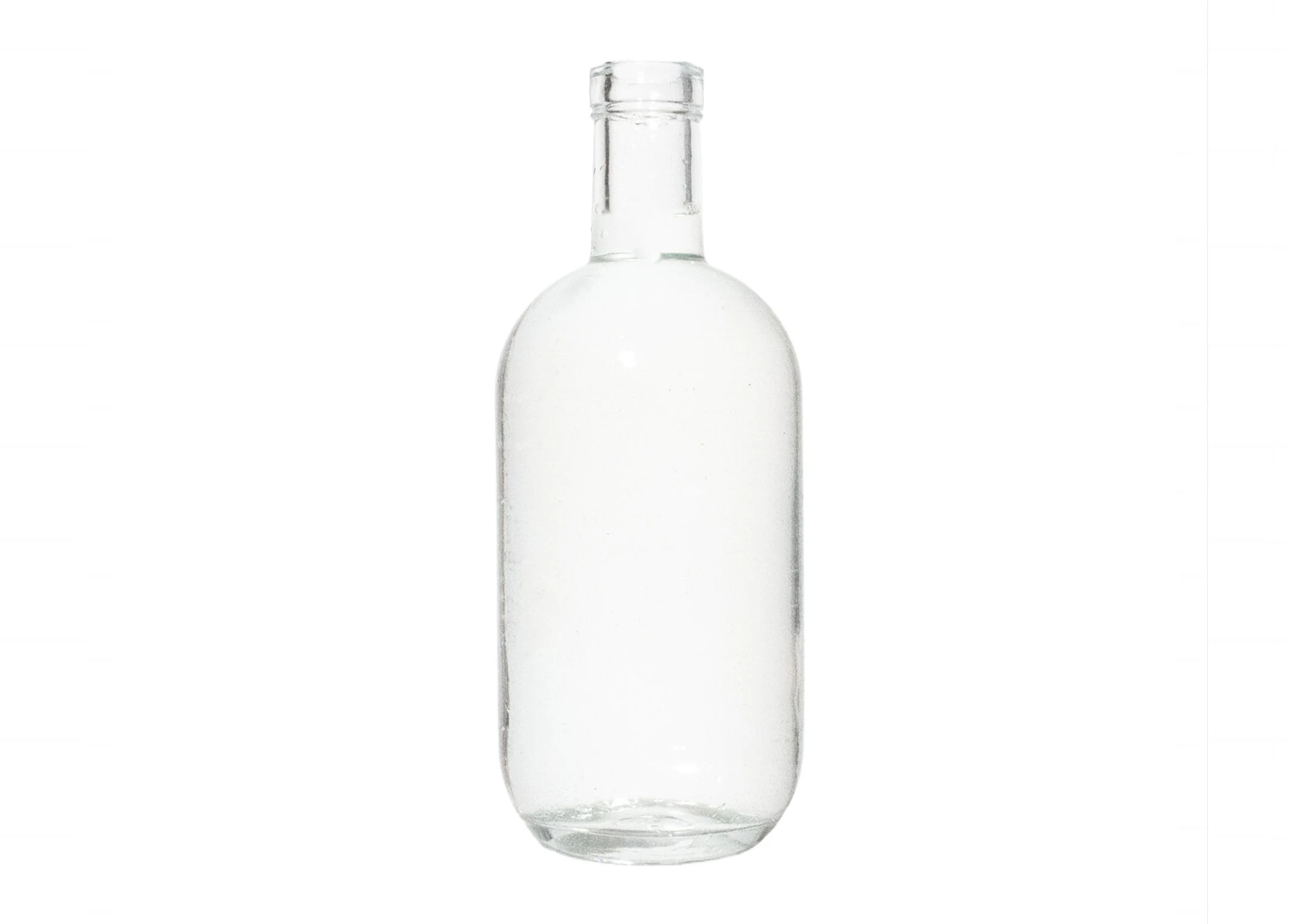 Botella de vidrio de moda embalaje de alcohol 500ml base redonda