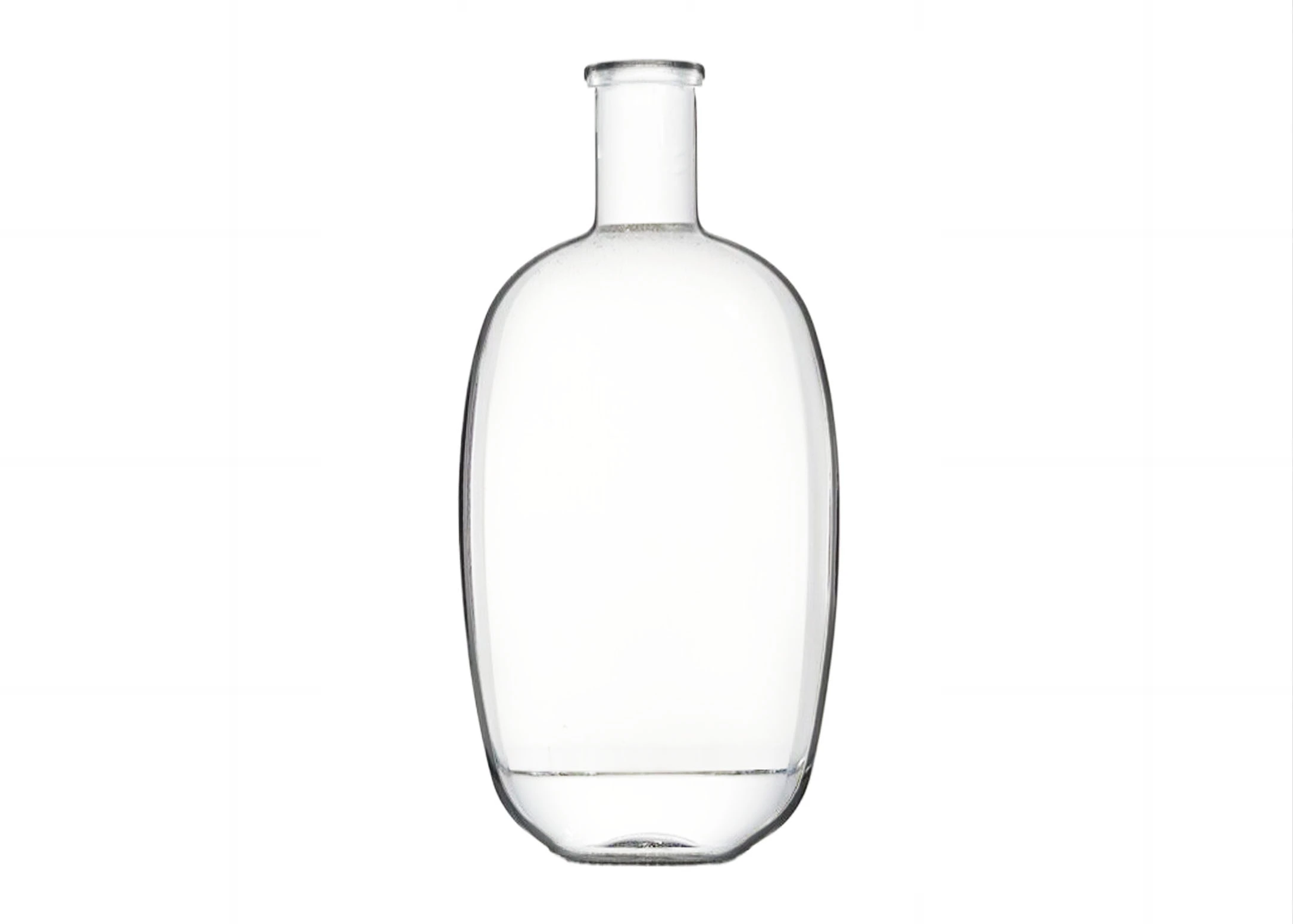 Botella de vidrio ovalada base gruesa de calidad de lujo