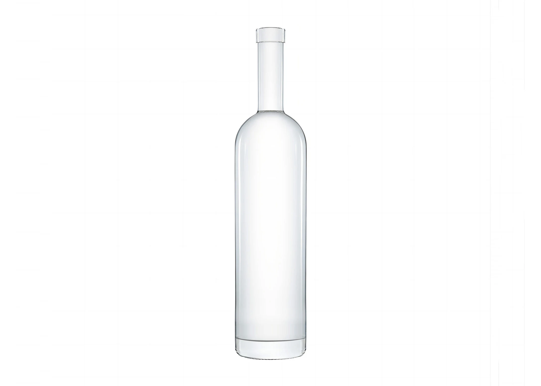 Cilindro alto 500ml Vodka botella de vidrio barra superior
