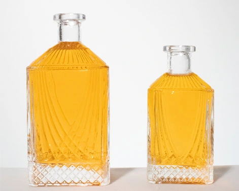 Botellas de tequila de cristal de 750ml con forma de Flint Square Extra White
